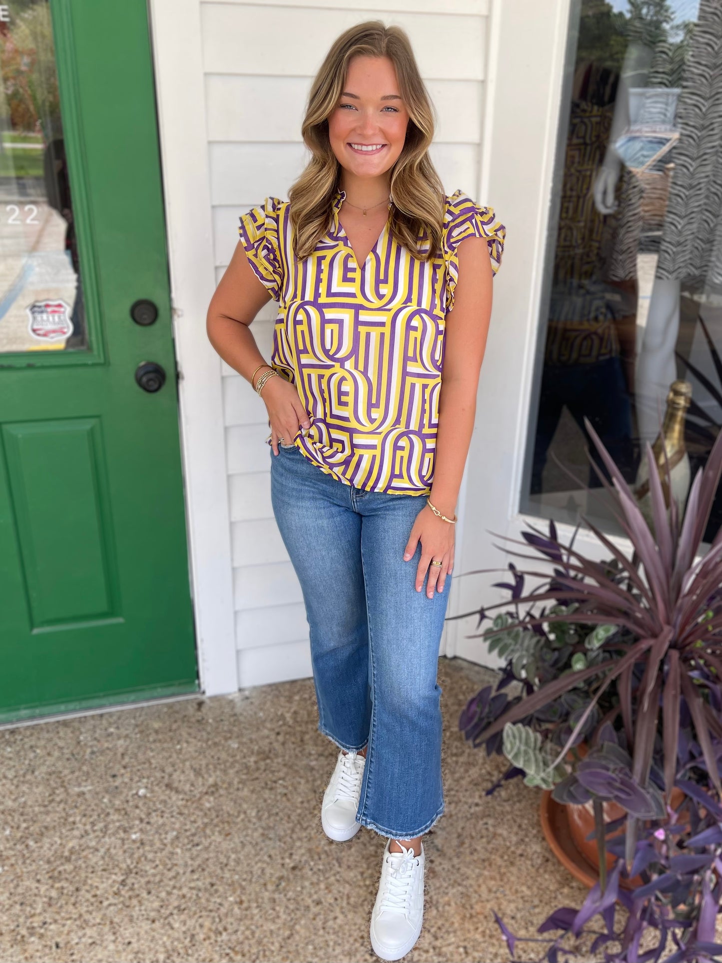 PURPLE & GOLD TOUCHDOWN MARLEY TOP