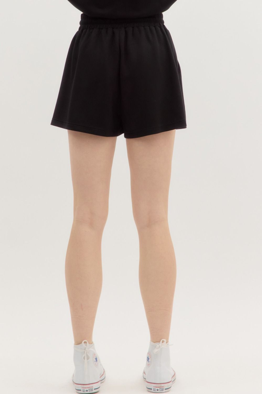 BLACK BUBBLE HEM PULLOVER SHORT SET