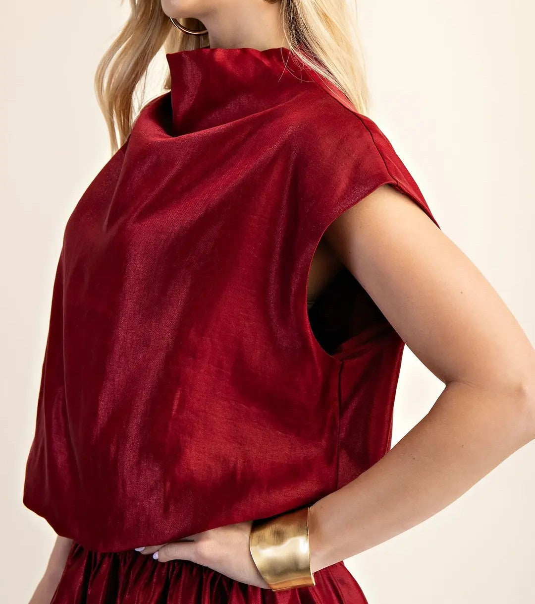 BURGUNDY HIGH NECK BALLOON TOP