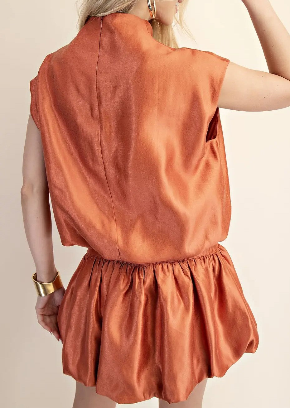 RUST HIGH NECK BALLOON TOP