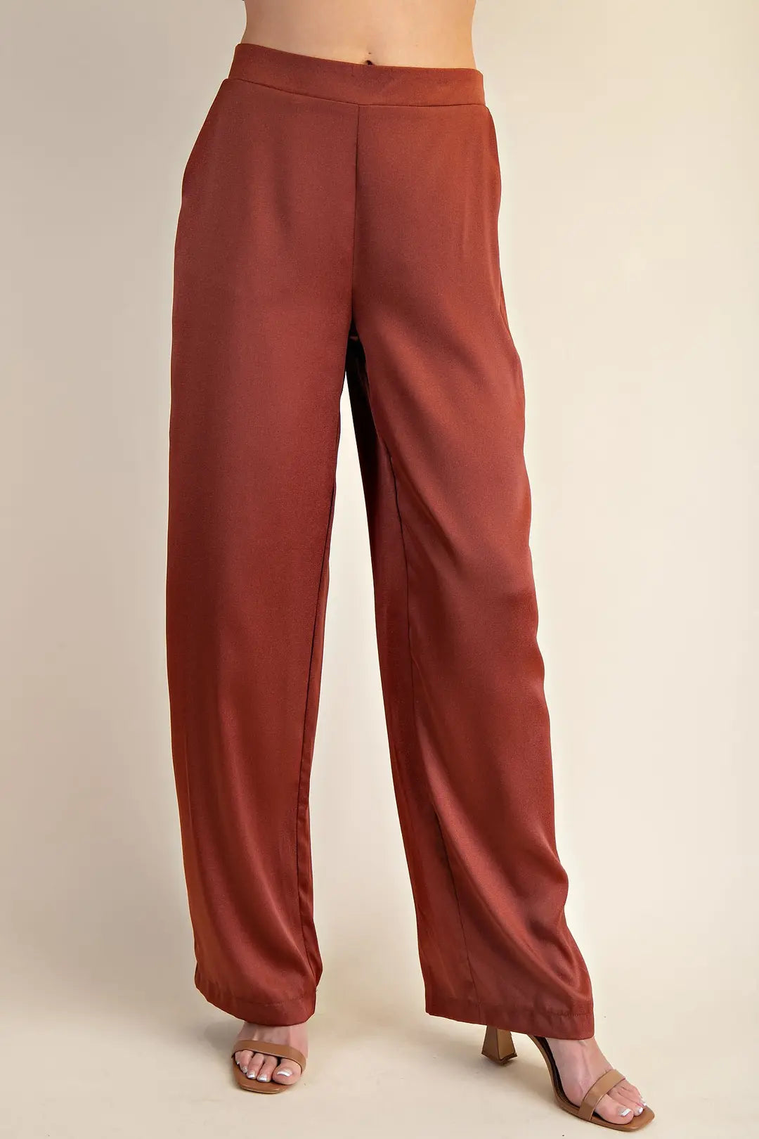 SIENNA HIGH-WAISTED WIDE LEG SATIN PANTS