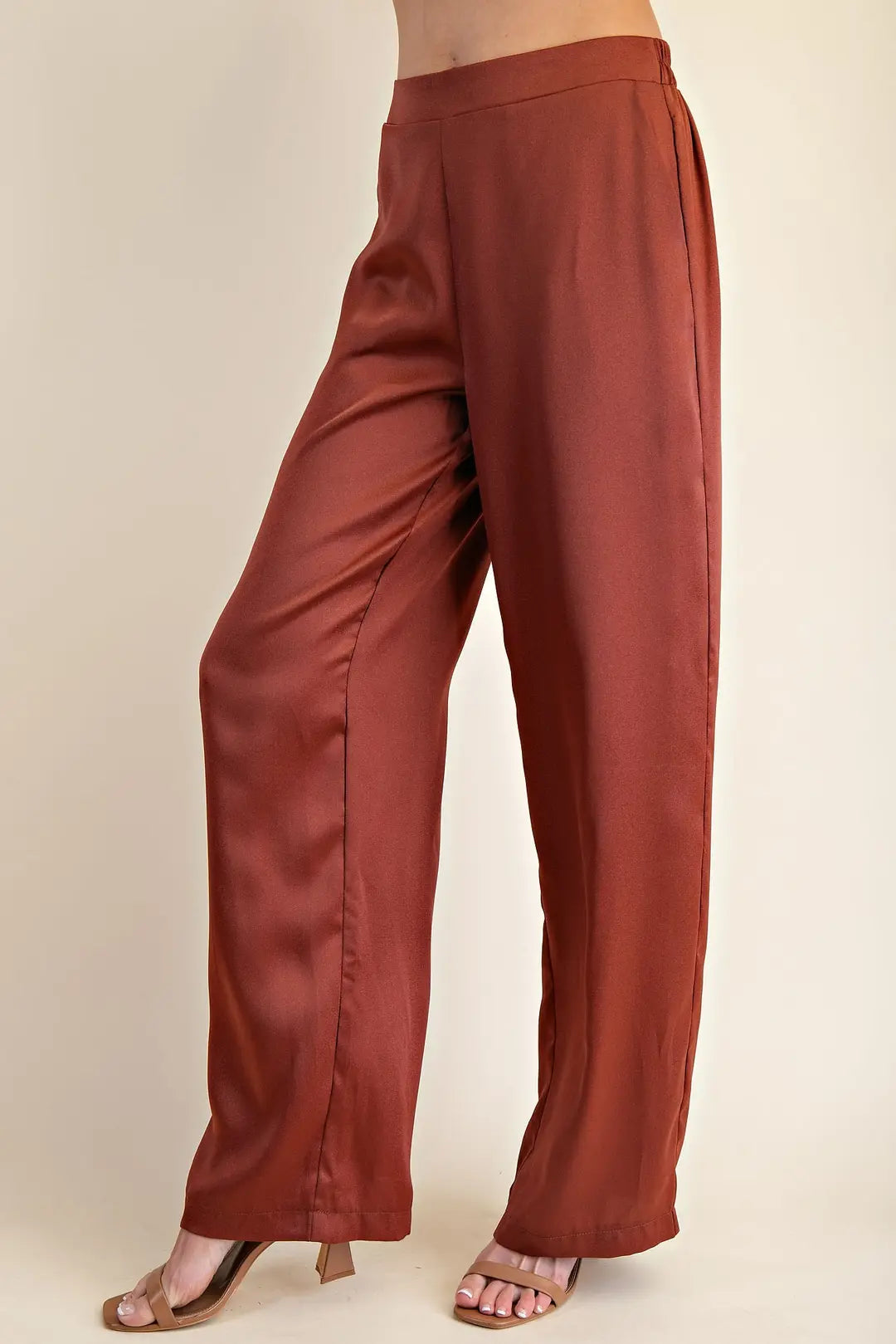SIENNA HIGH-WAISTED WIDE LEG SATIN PANTS