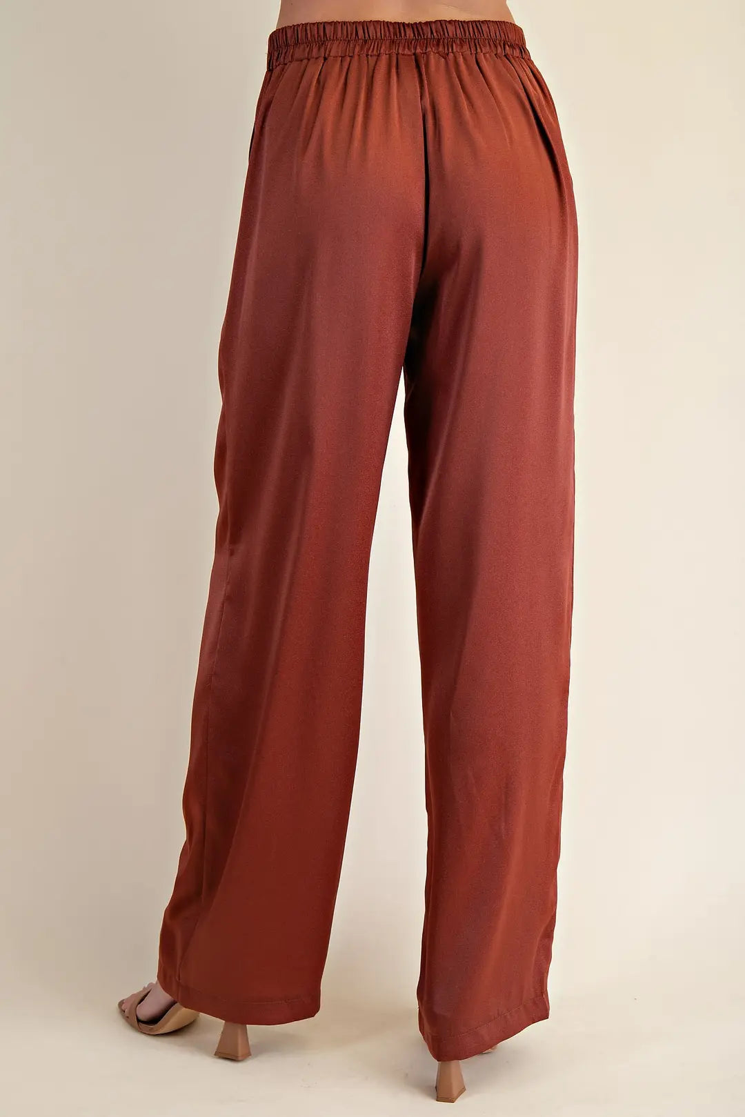 SIENNA HIGH-WAISTED WIDE LEG SATIN PANTS