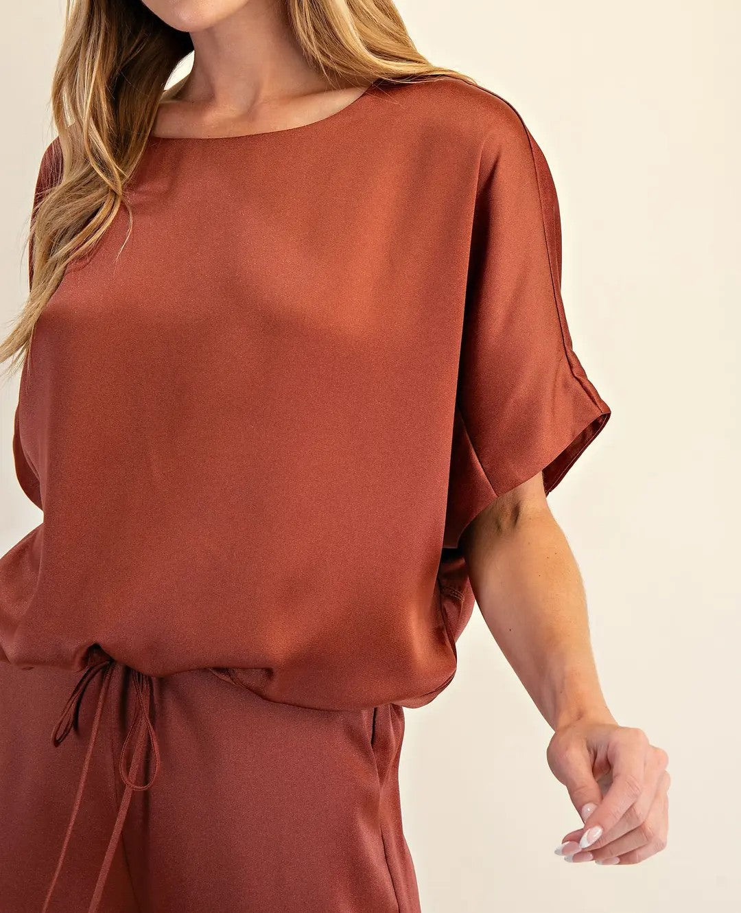SIENNA SATIN DOLMAN SLEEVE TOP