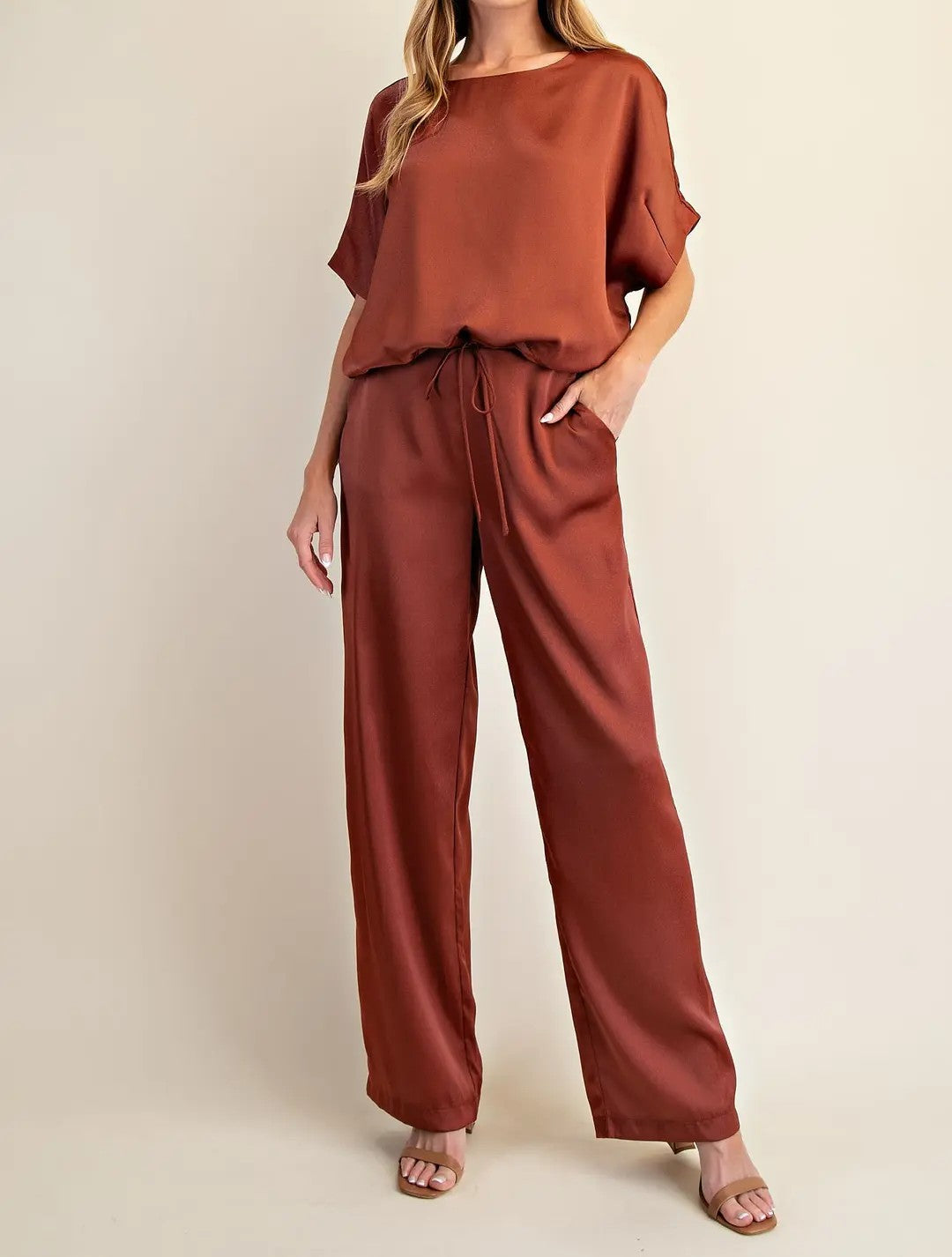 SIENNA SATIN DOLMAN SLEEVE TOP