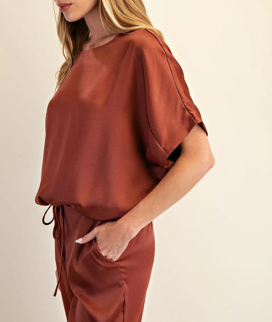 SIENNA SATIN DOLMAN SLEEVE TOP
