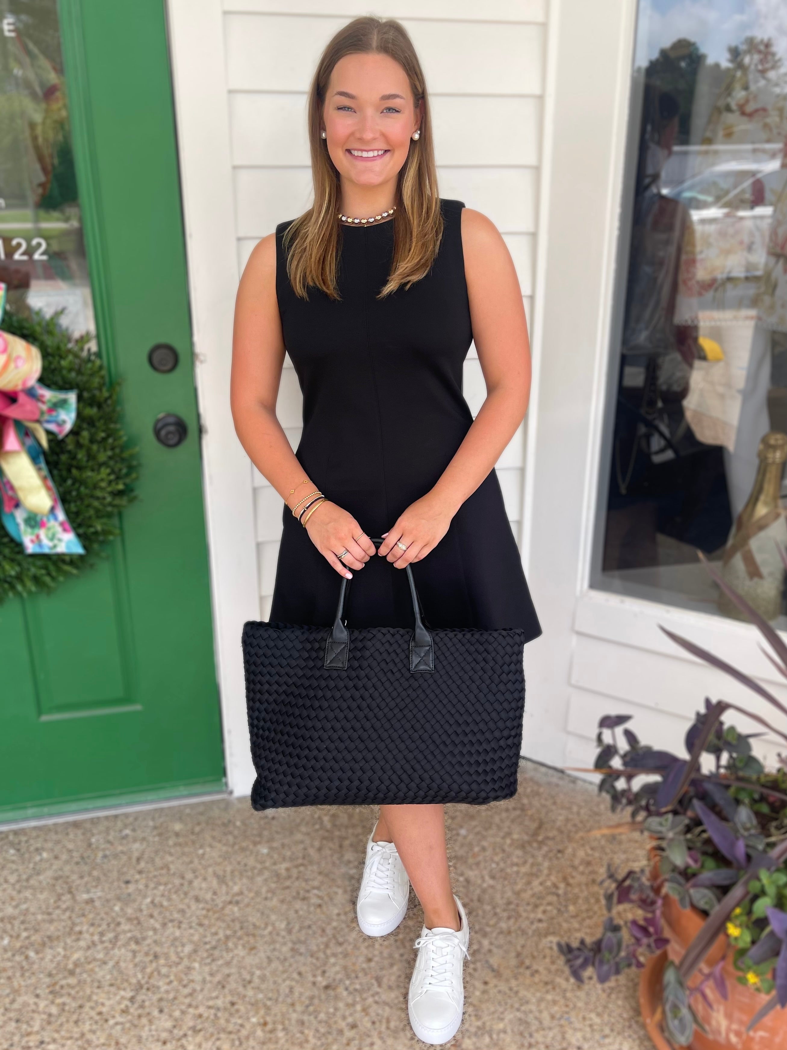 BLACK BUTTER MODAL FLARED DRESS