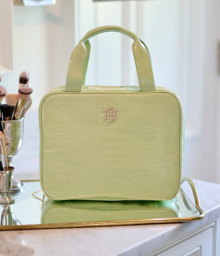 LIME EMBOSSED CROC PUNTA CANA LARGE CASE