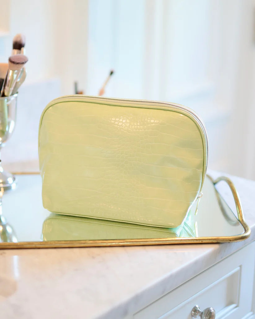 LIME EMBOSSED CROC CAPRI LARGE POUCH