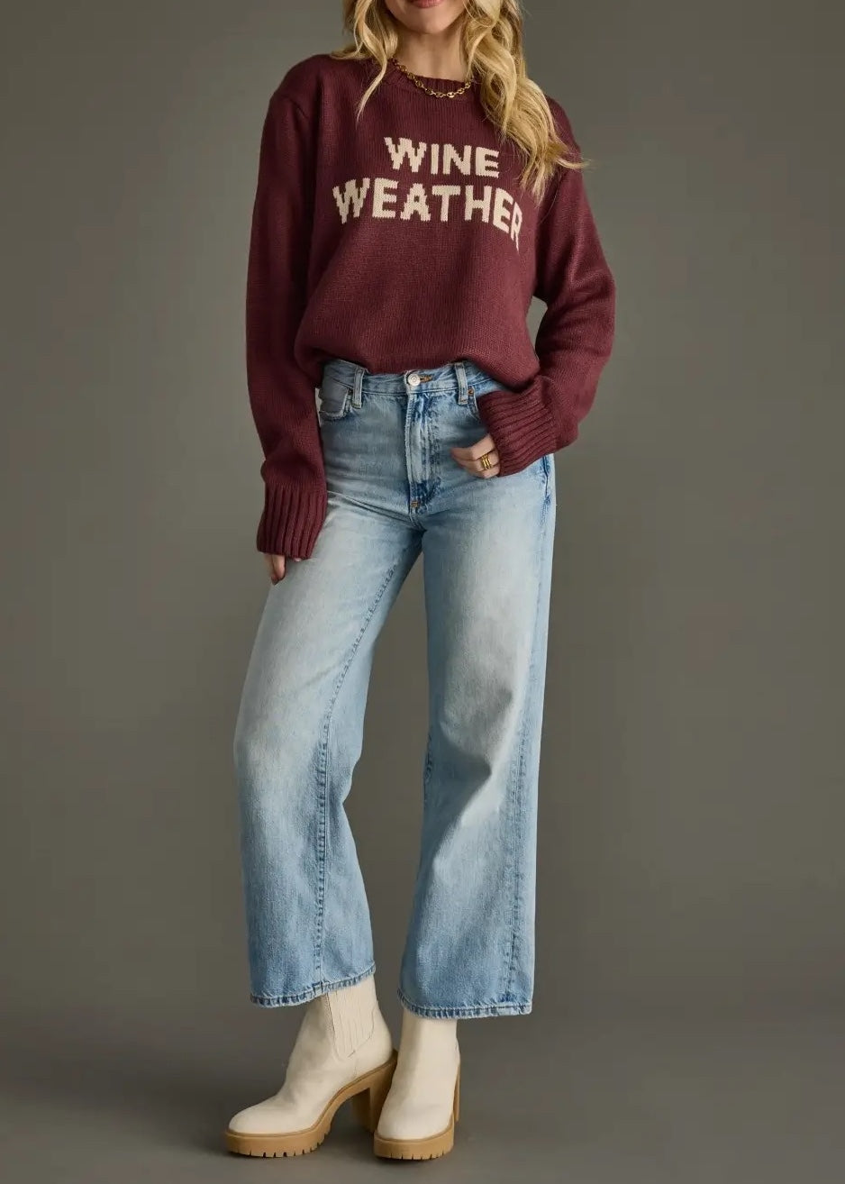 WINE & TAN "WINE WEATHER" SWEATER