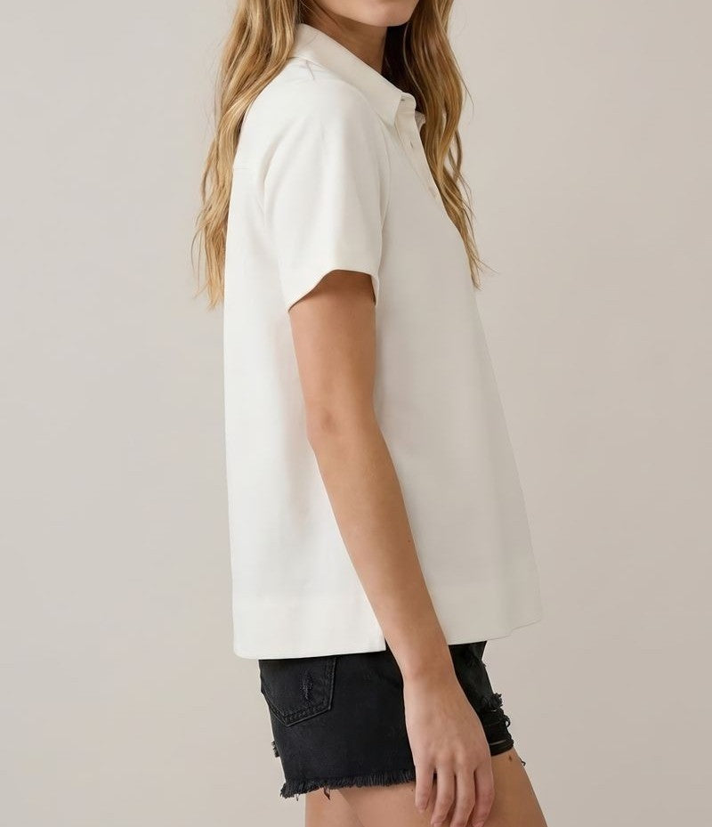 OFF WHITE COLLARED BUTTON DOWN SWING TOP