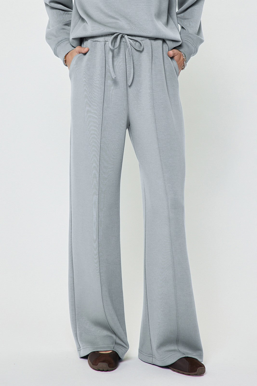 LIGHT DUSTY BLUE RELAXED WIDE LEG MODAL SWEATPANTS