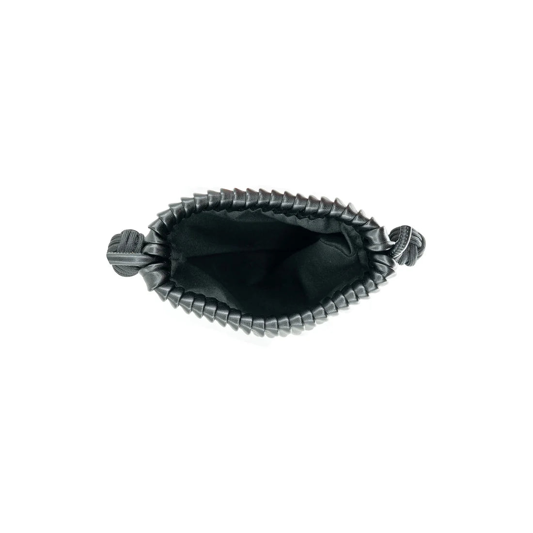 BLACK PLEATED FAUX LEATHER MINI BUCKET CROSSBODY BAG