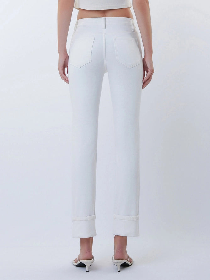 OPTIC WHITE MID RISE CROP SLIM STRAIGHT LEG JEAN