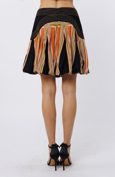 BLACK MULTI ABSTRACT GEO PRINT BUBBLE DANIELA MINI SKIRT