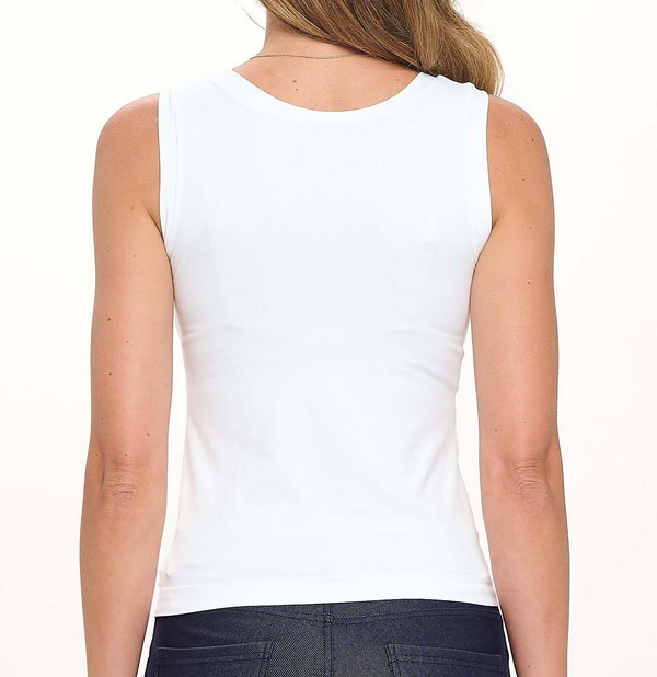 WHITE SEAMLESS ROUND NECK TANK