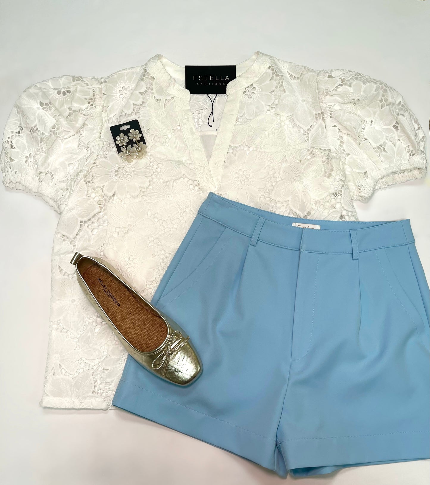 BABY BLUE TAILORED SHORTS