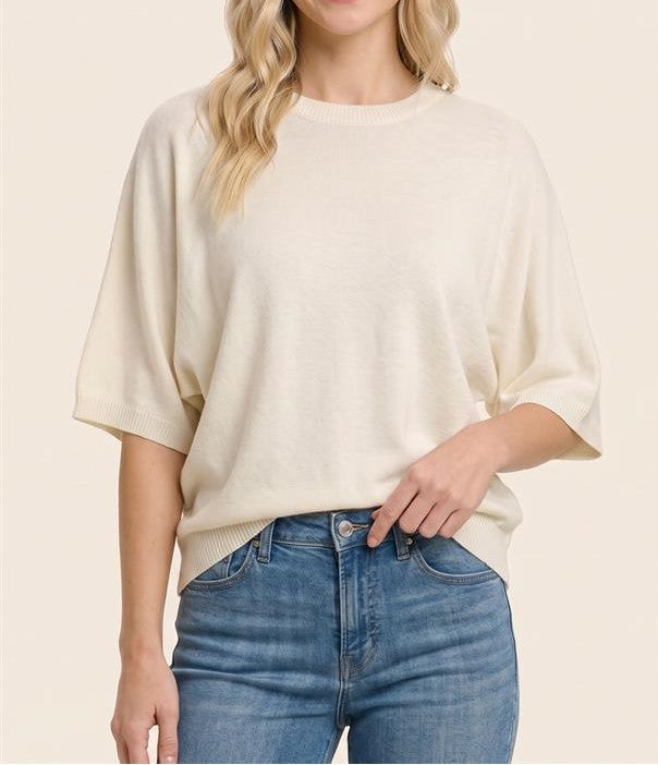 IVORY DOLMAN SLEEVE SWEATER KNIT TOP