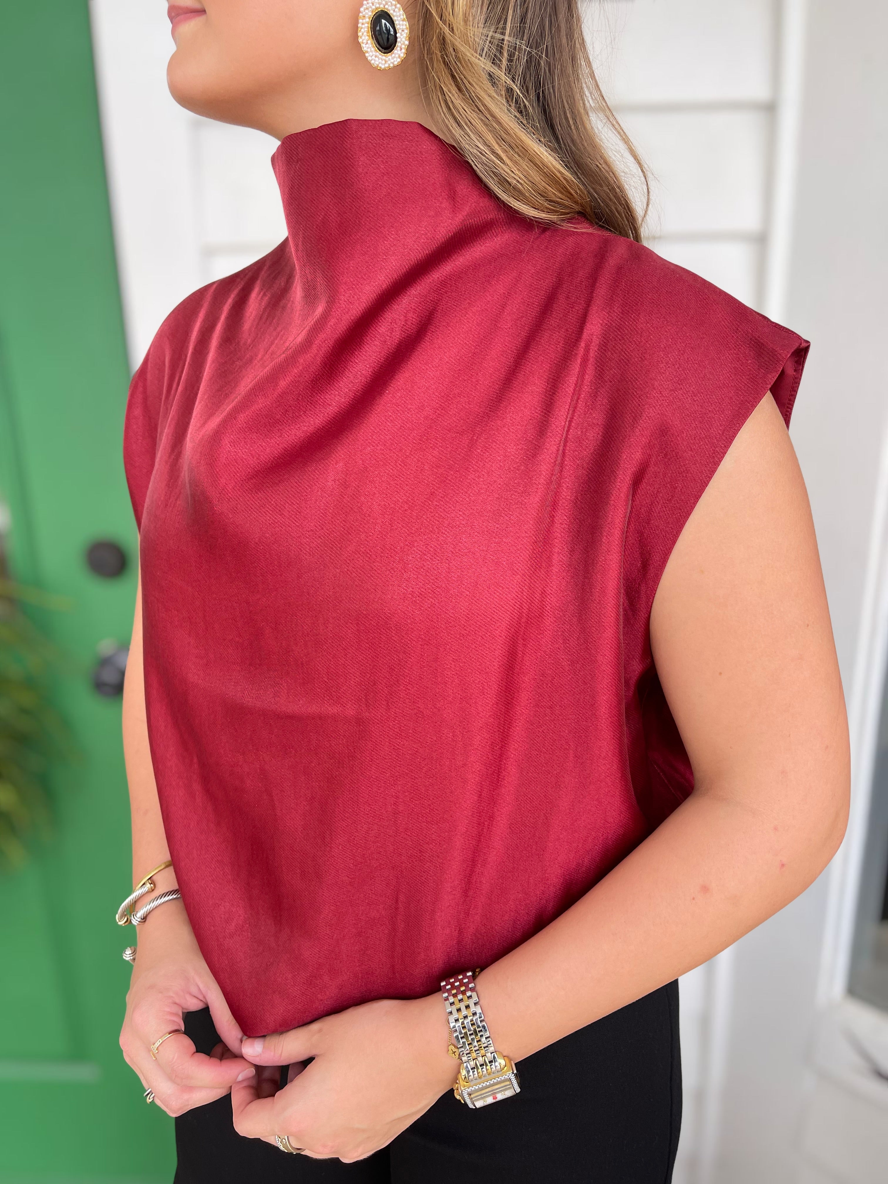 BURGUNDY HIGH NECK BALLOON TOP
