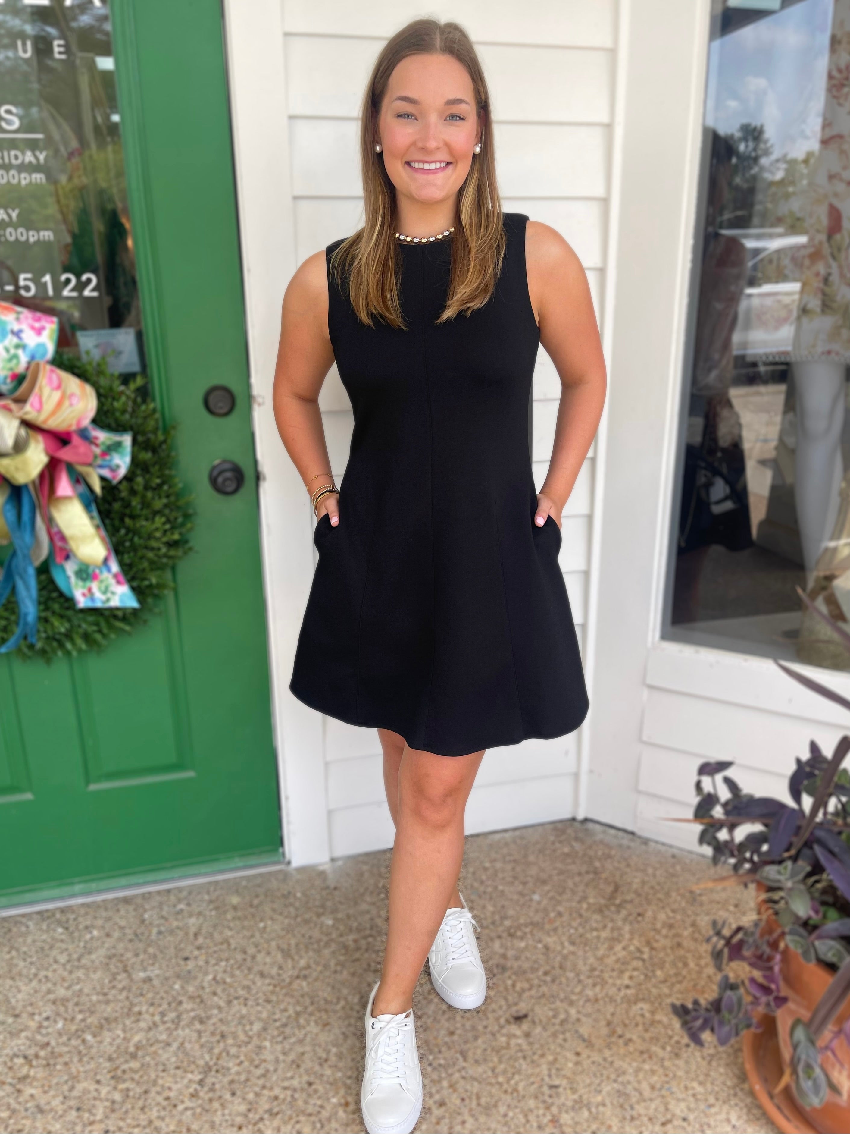 BLACK BUTTER MODAL FLARED DRESS