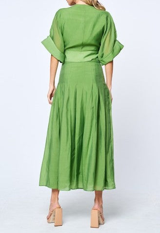 GREEN TIE FRONT CLARISA BLOUSE