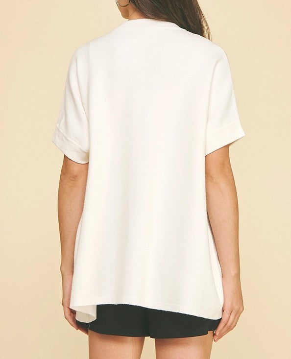 OFF WHITE OPEN FRONT BUTTON UP SWEATER
