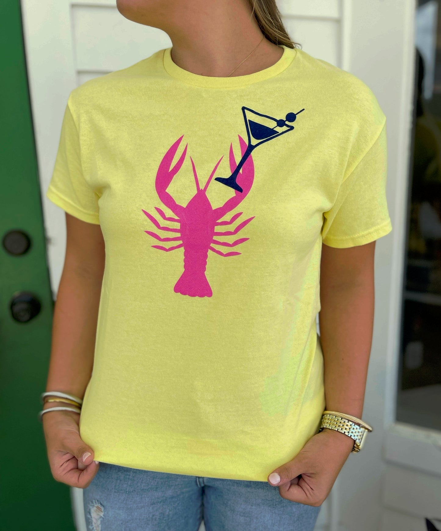 YELLOW CRAWFISH MARTINI SHORT SLEEVE TSHIRT