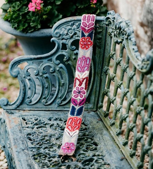 LARGE PURPLE EMBROIDERED PURSE STRAP