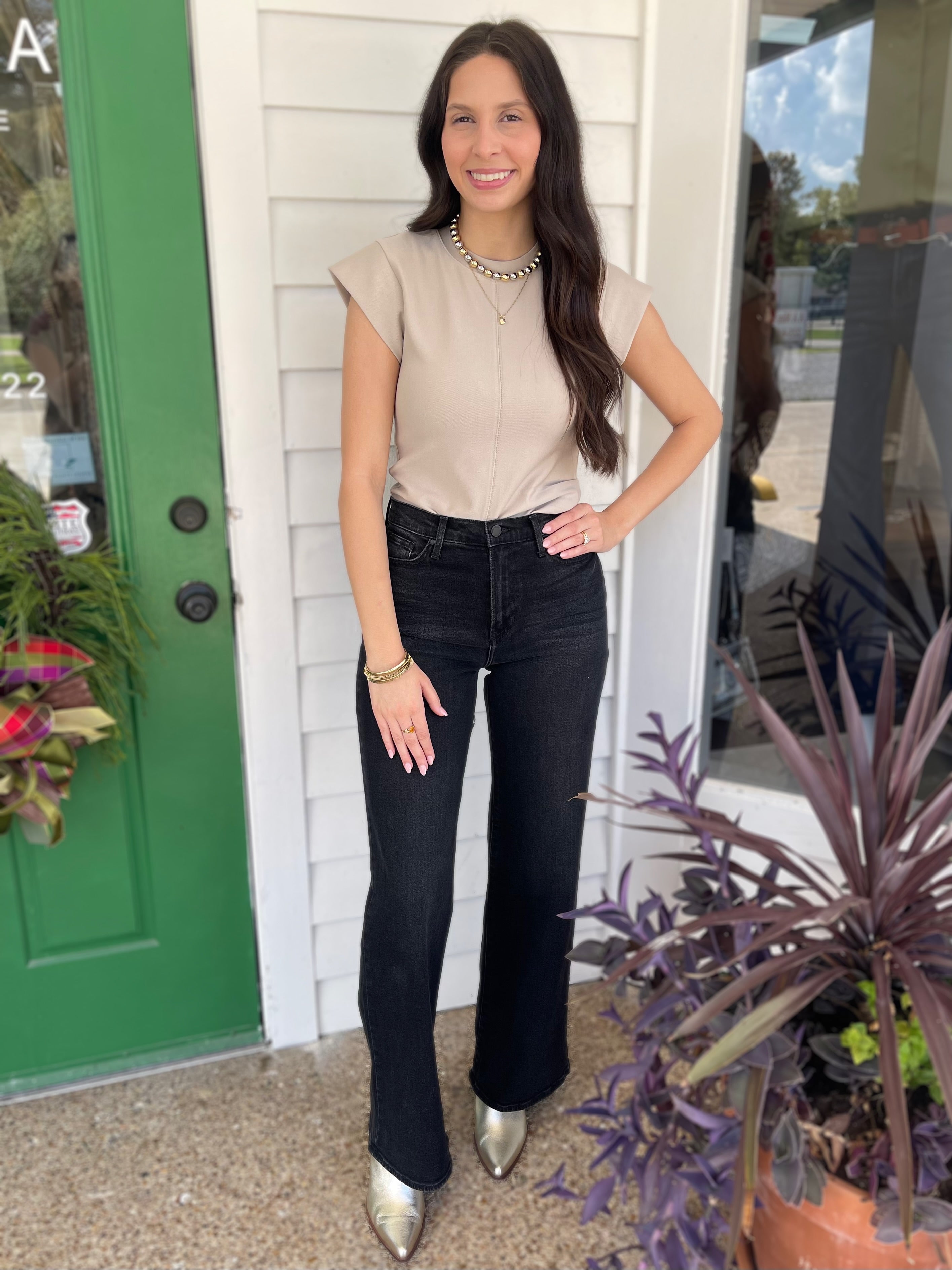 BEIGE RUSTIC GATHERED KNIT TOP