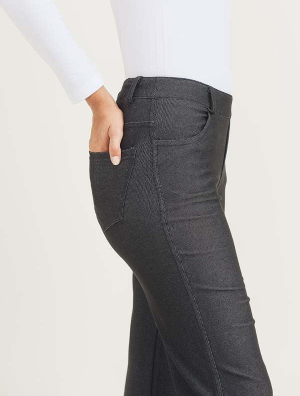 BLACK STRAIGHT LEG FLARE BOOTCUT STRETCH PANTS