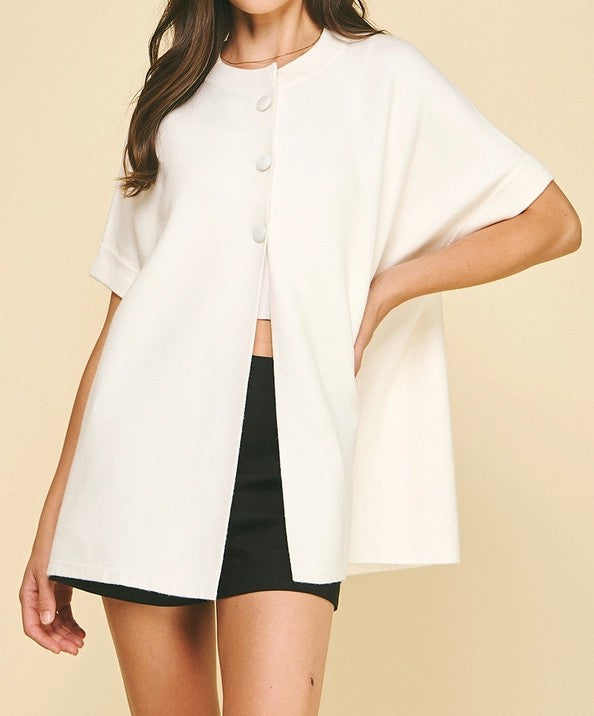 OFF WHITE OPEN FRONT BUTTON UP SWEATER