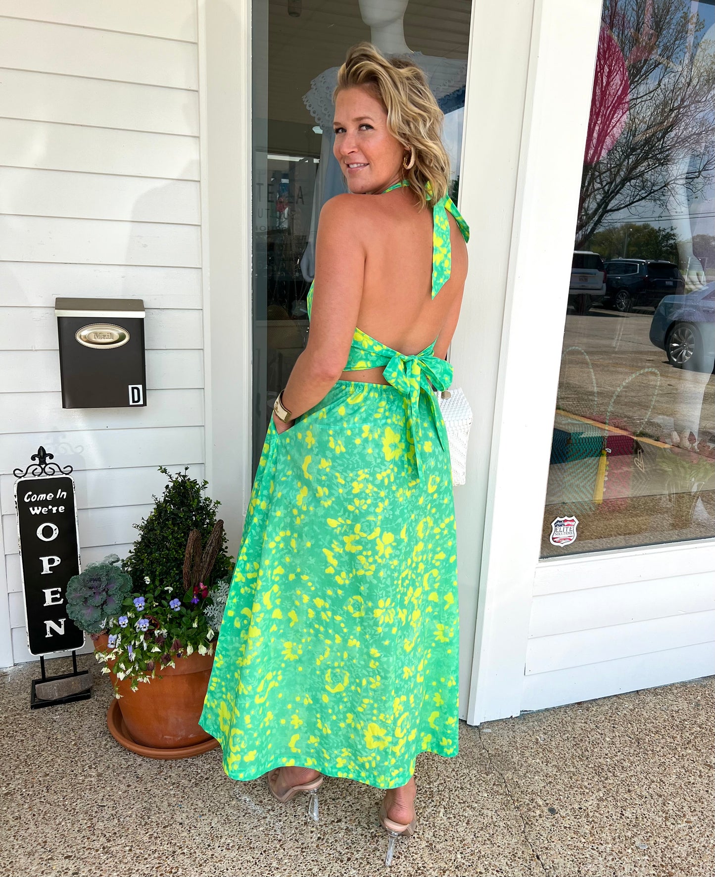 FINLEY TROPICAL GREEN CAMERON DRESS