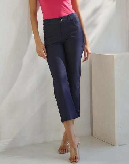 NAVY CLASSIC STRAIGHT LEG CROP PANTS