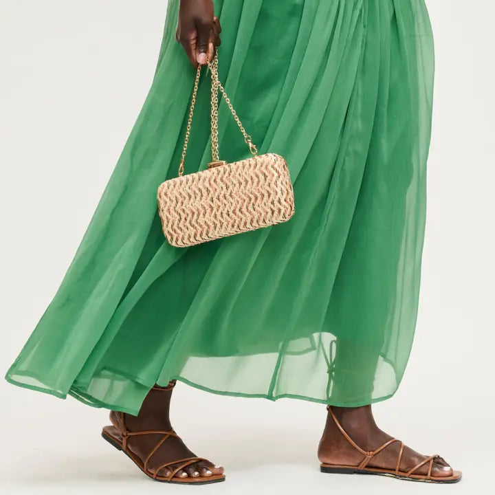 BEIGE MULTI TEXTURED WOVEN VALENTINA EVENING BAG