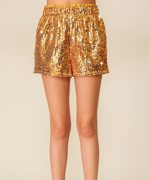 Gold sequin high waisted shorts hot sale