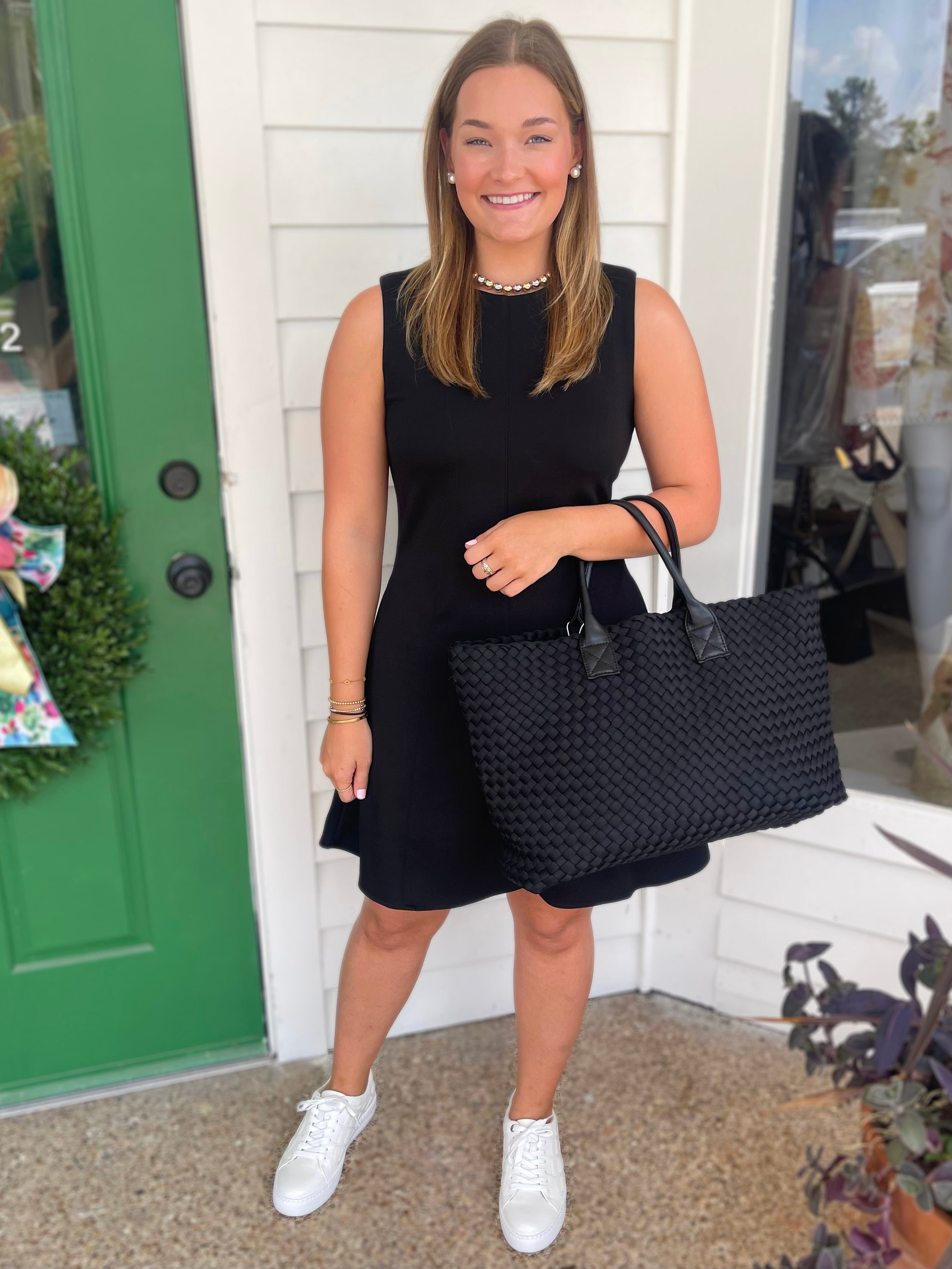 BLACK BUTTER MODAL FLARED DRESS