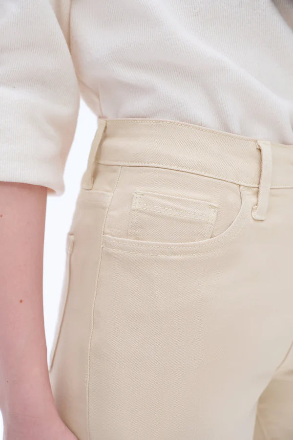KHAKI HIGH RISE WIDE LEG DENIM JEANS