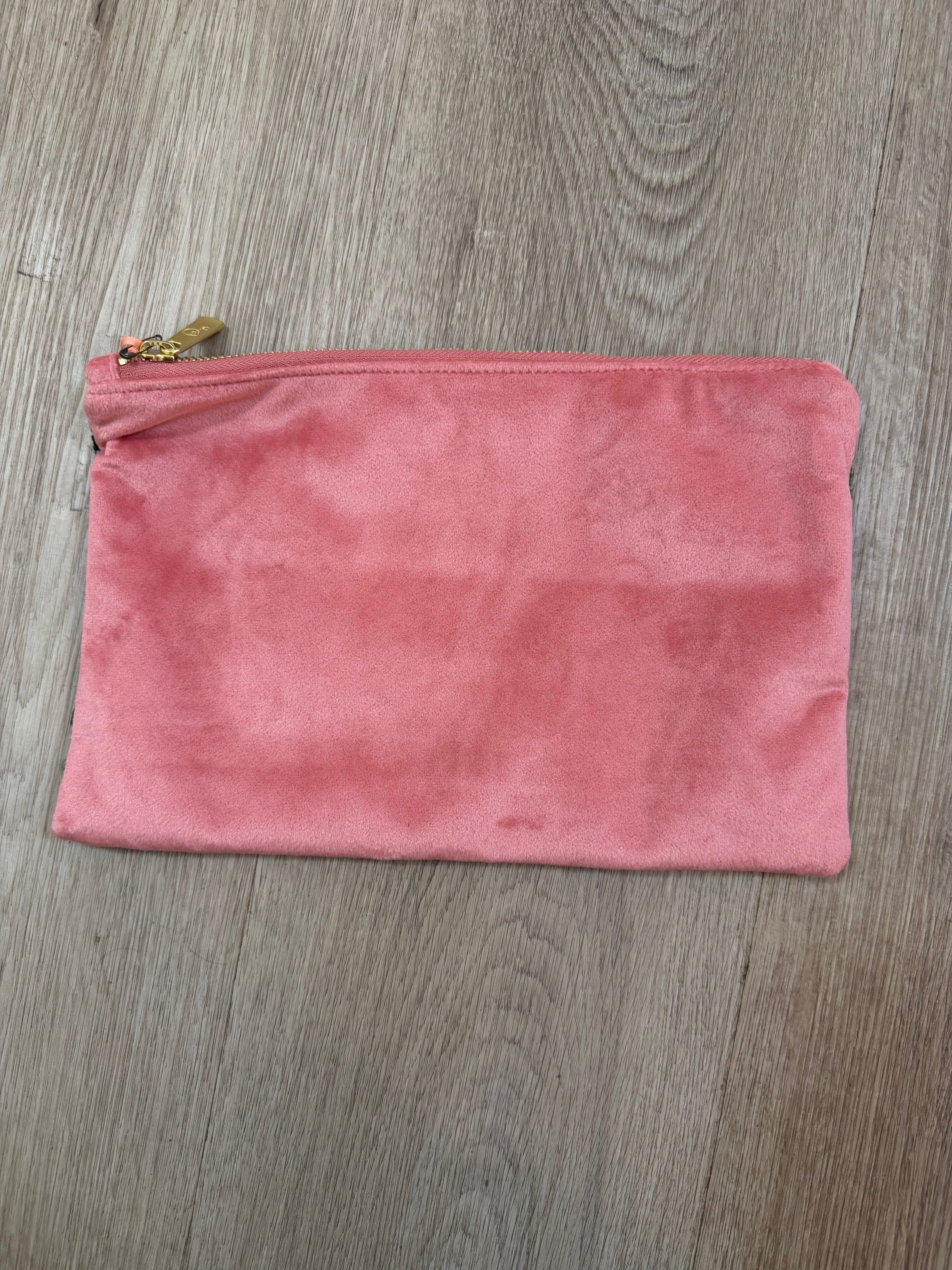 BLUE BLOOMS TUFTED WOOL & VELVET POUCH