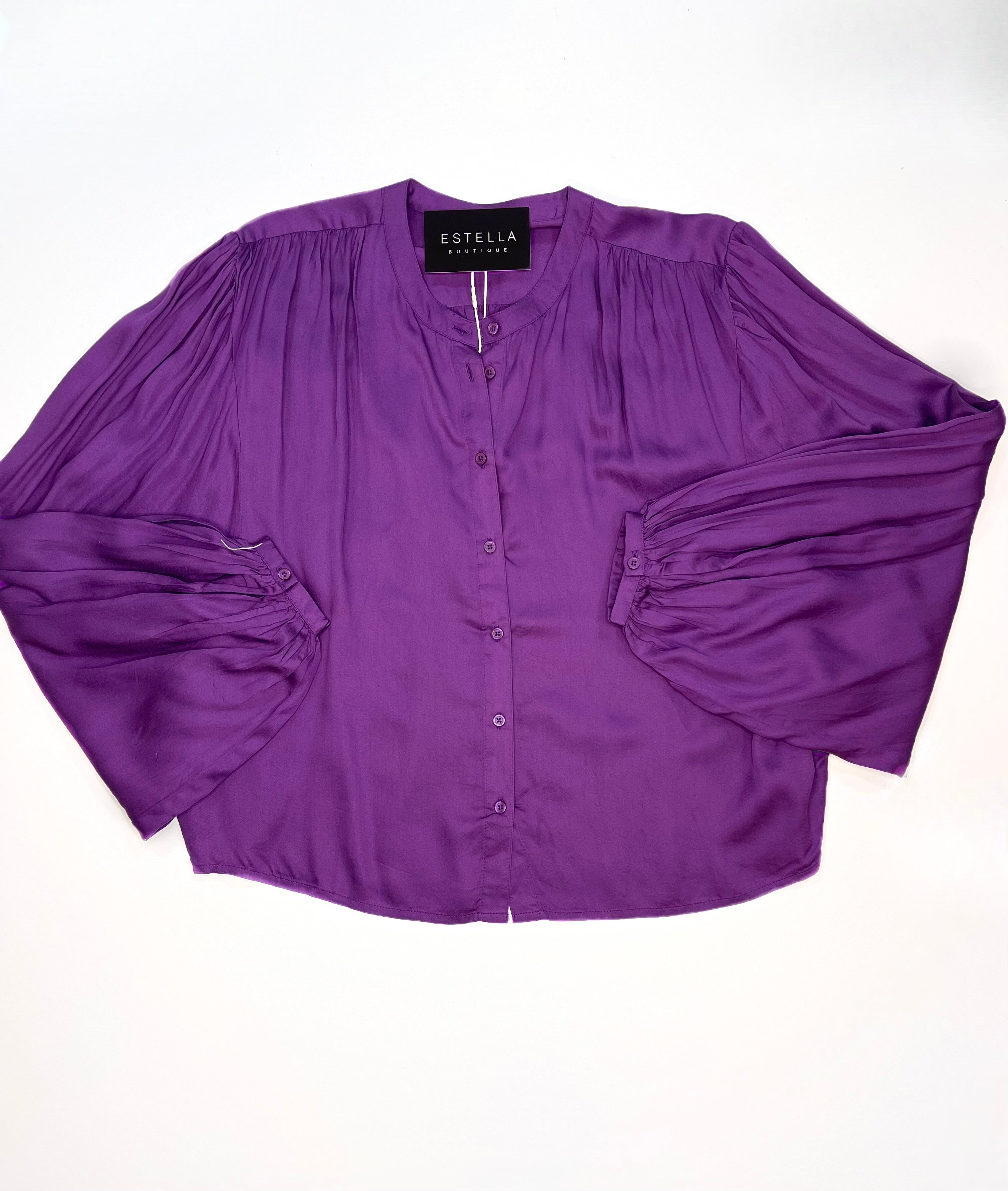 VIOLET NEOLA LONG BALLOON SLEEVE BUTTON UP BLOUSE