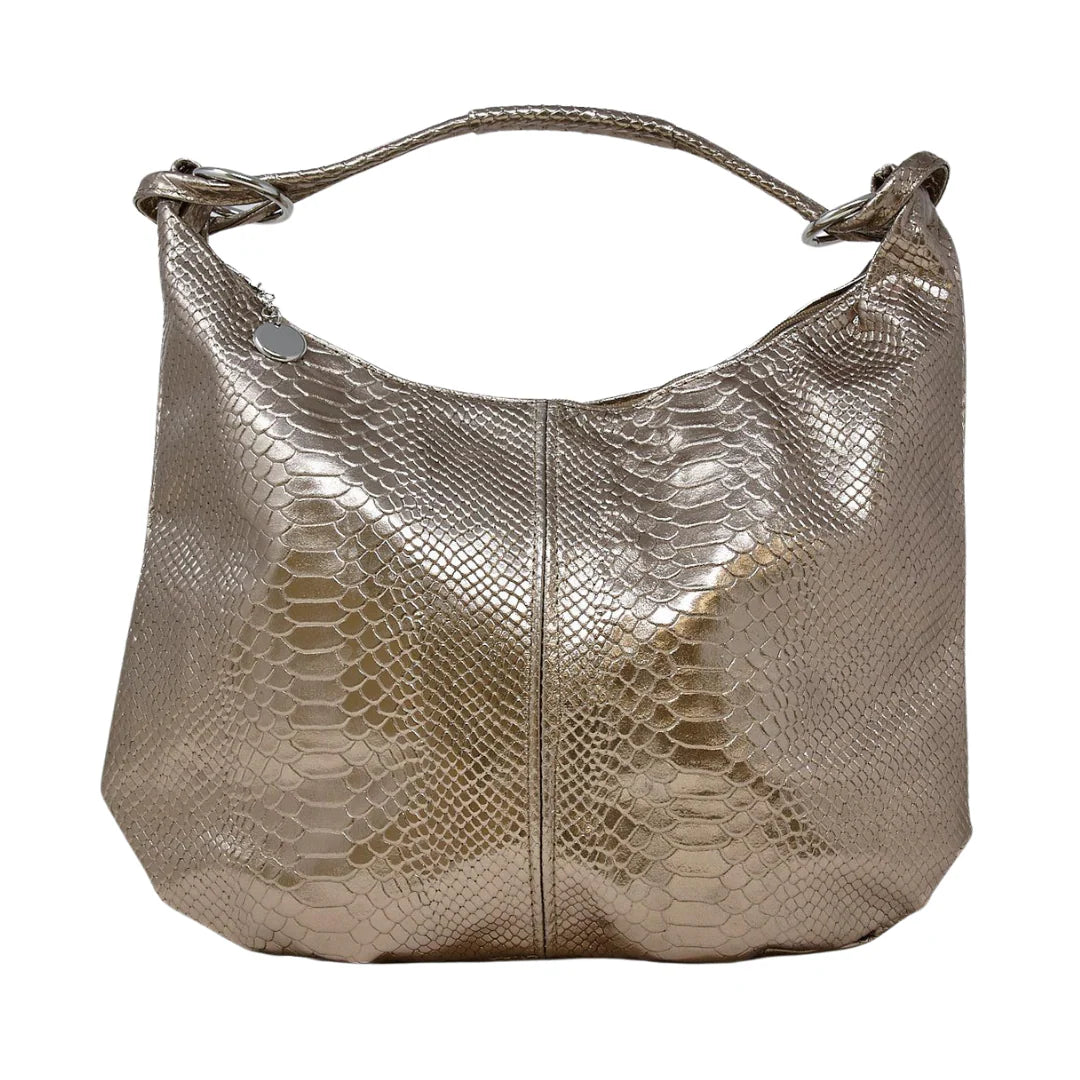 BRONCE GENUINE ITALIAN LEATHER TOTE METALLIC BAG