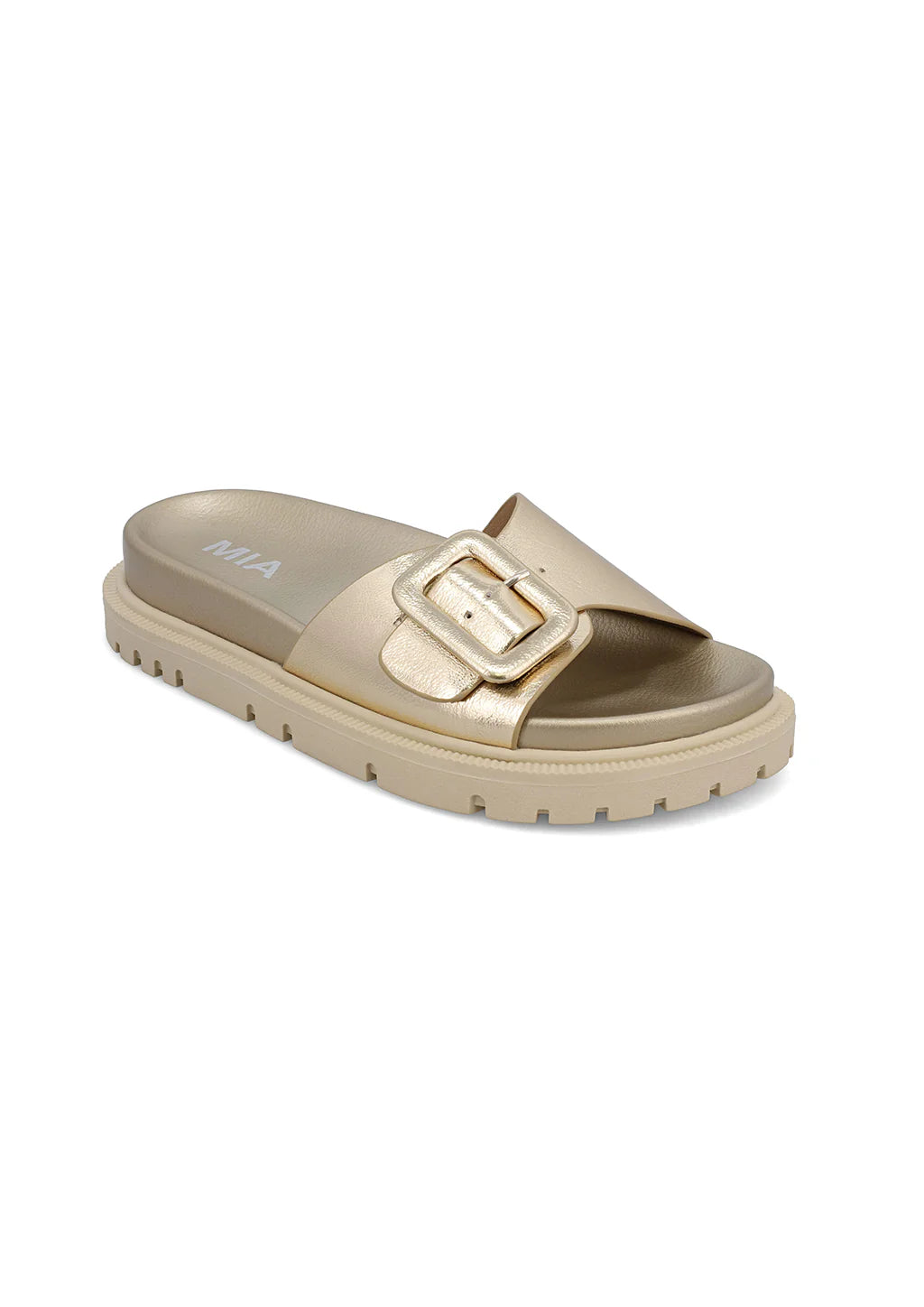 GOLD GYA VEGAN LEATHER BUCKLE SANDAL
