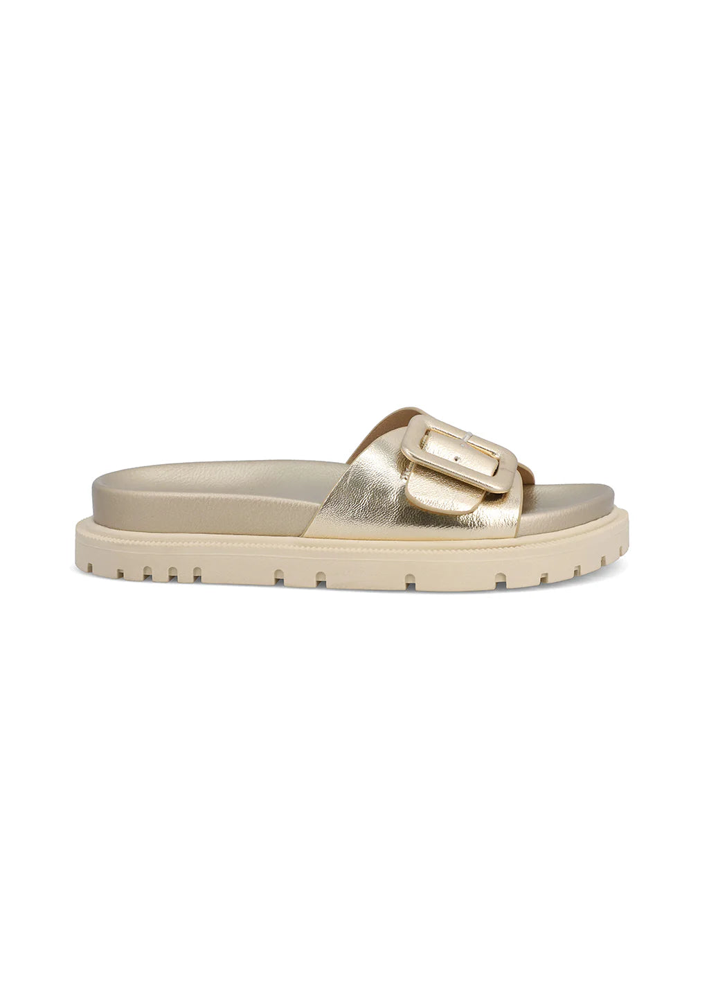 GOLD GYA VEGAN LEATHER BUCKLE SANDAL