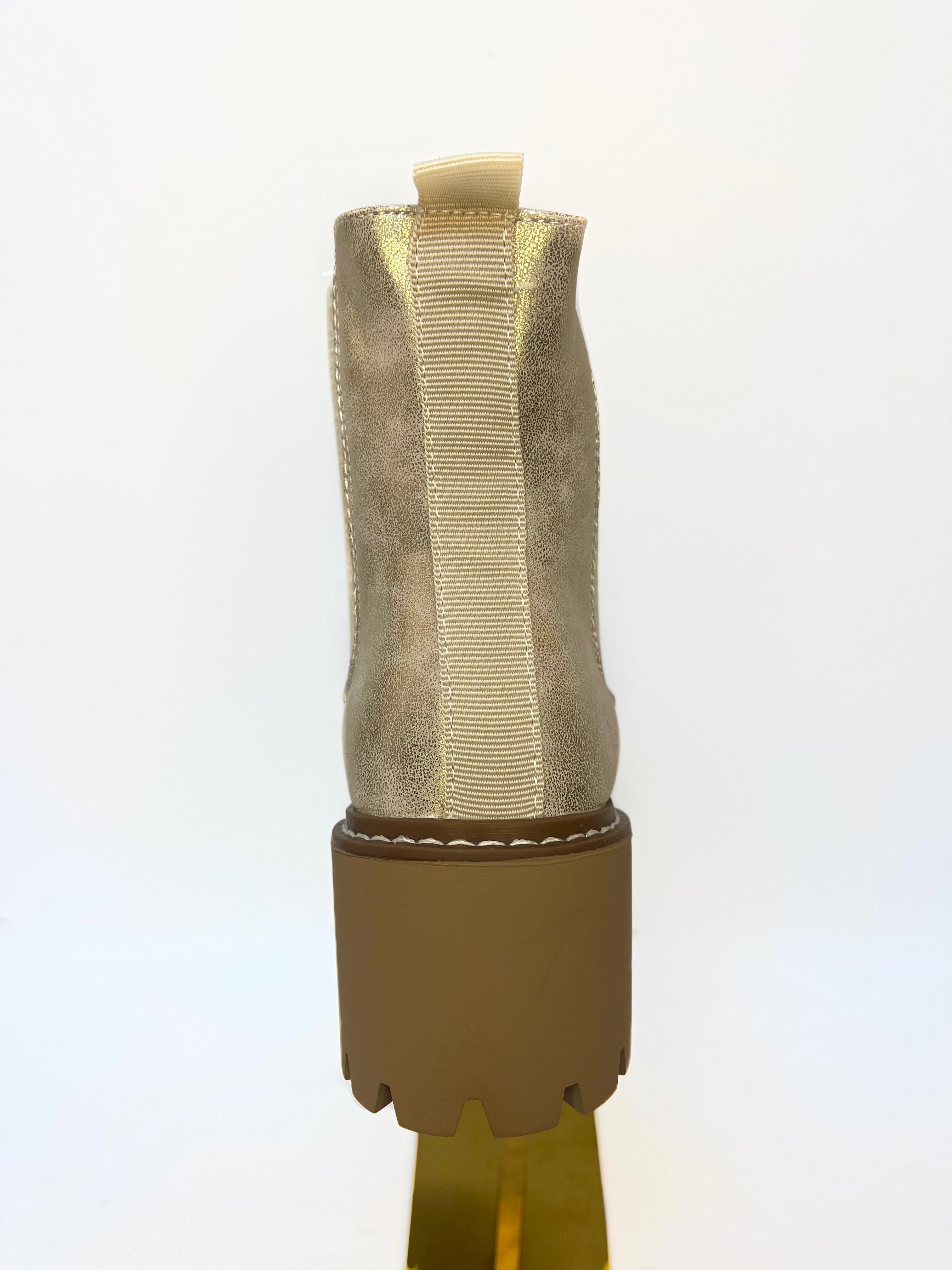 GOLD SLIP ON CHELSEA ANKLE BOOT