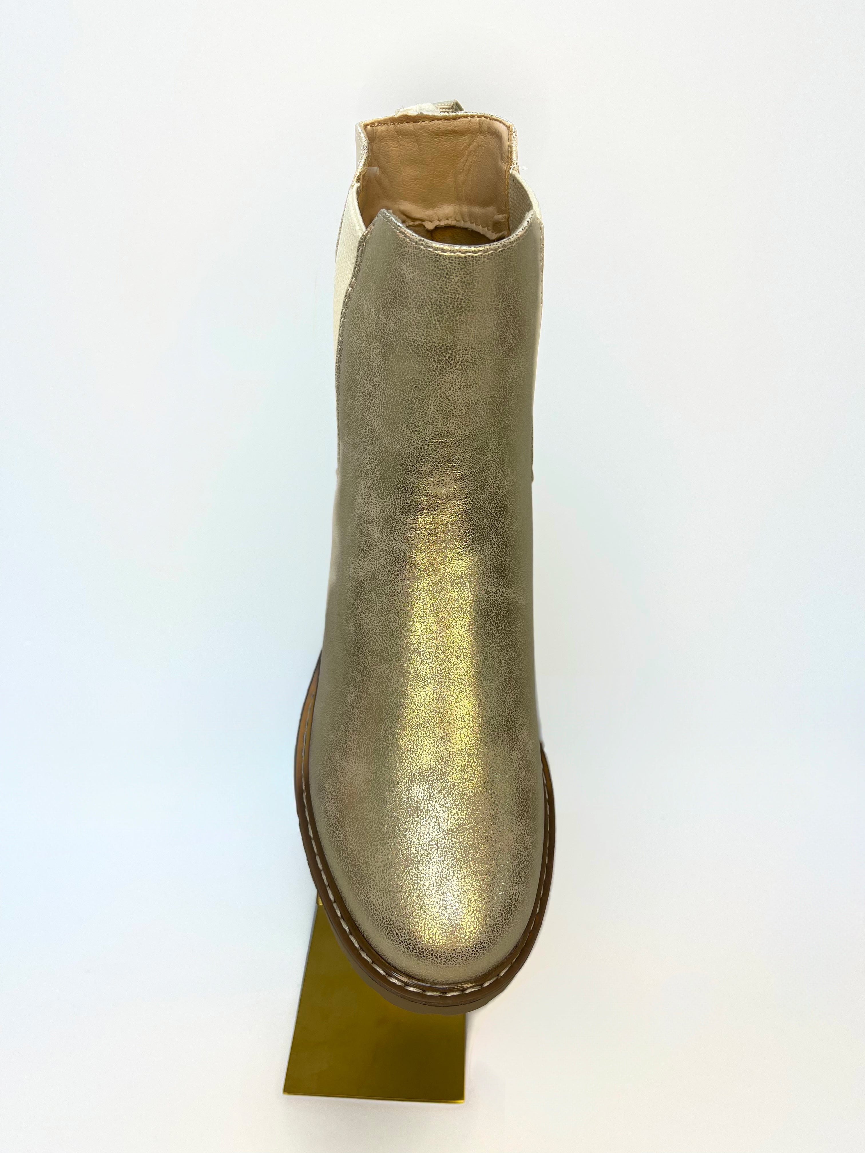 GOLD SLIP ON CHELSEA ANKLE BOOT