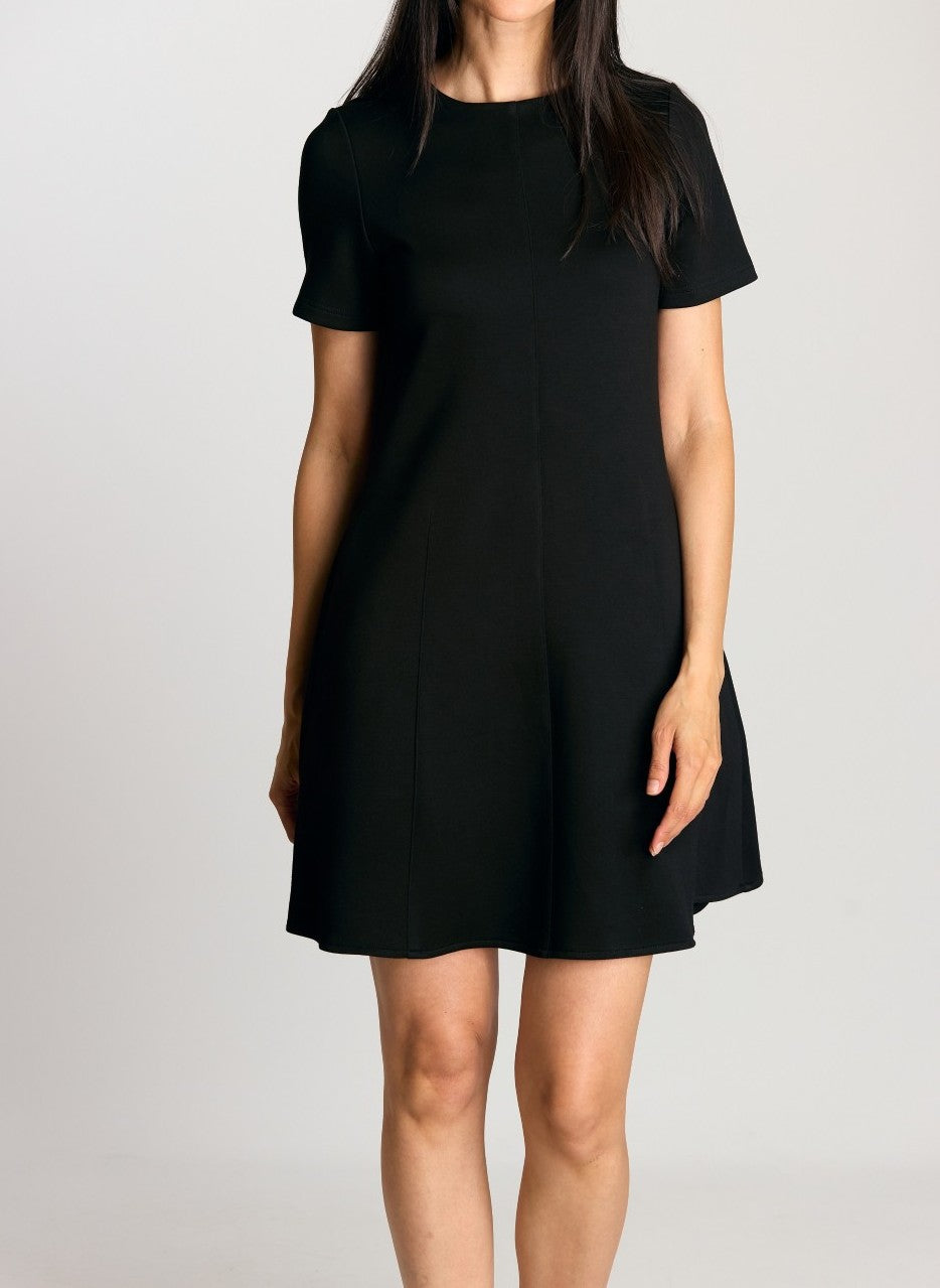 BLACK PCILL BUTTER MODAL SHORT SLEEVE TAILORED MINI DRESS