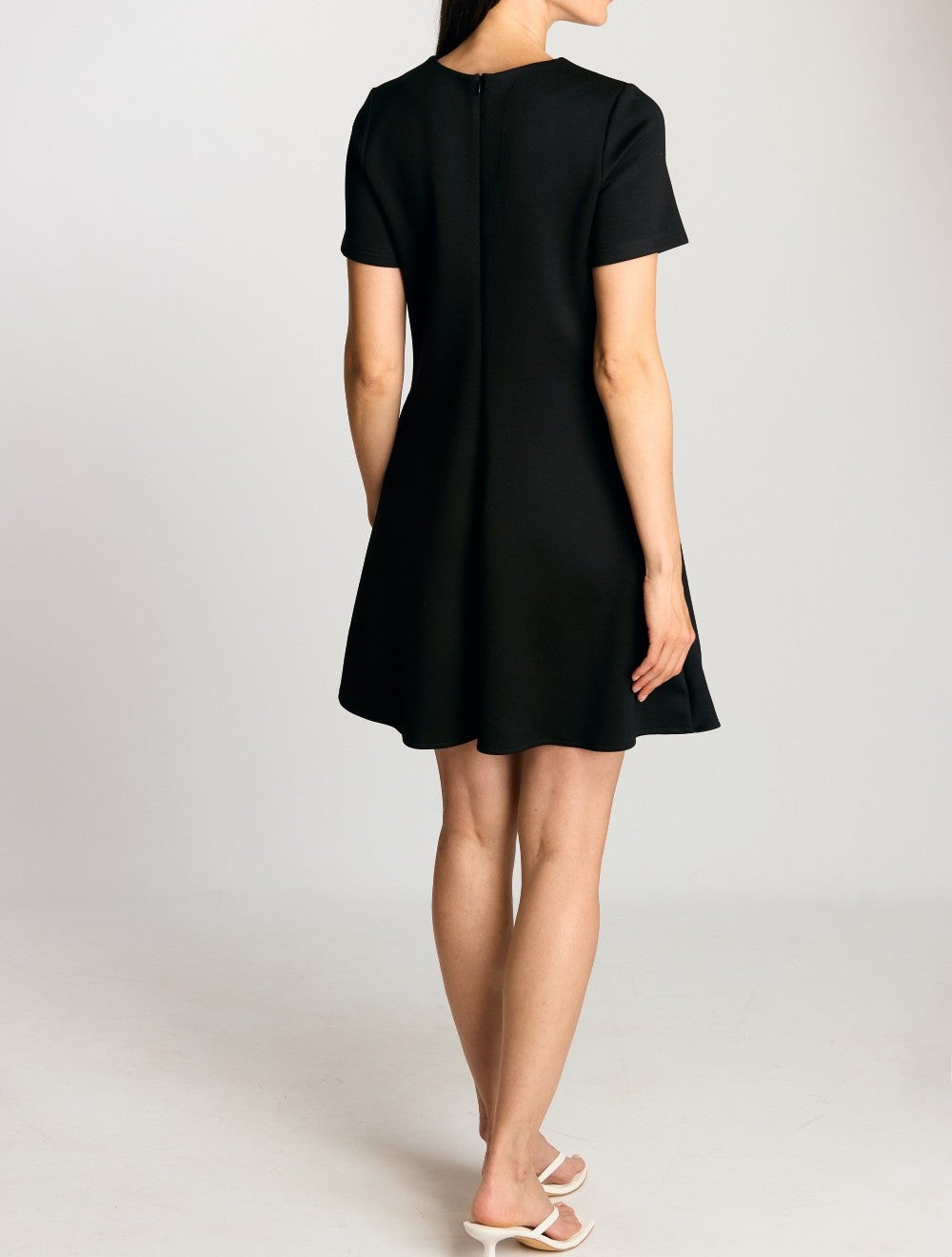 BLACK PCILL BUTTER MODAL SHORT SLEEVE TAILORED MINI DRESS