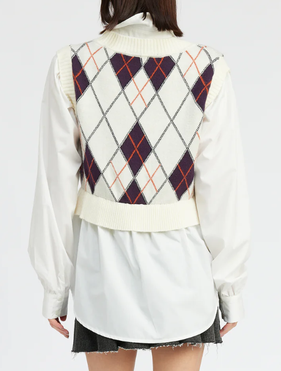 OFF WHITE MULTI MIXED MEDIA VEST TOP