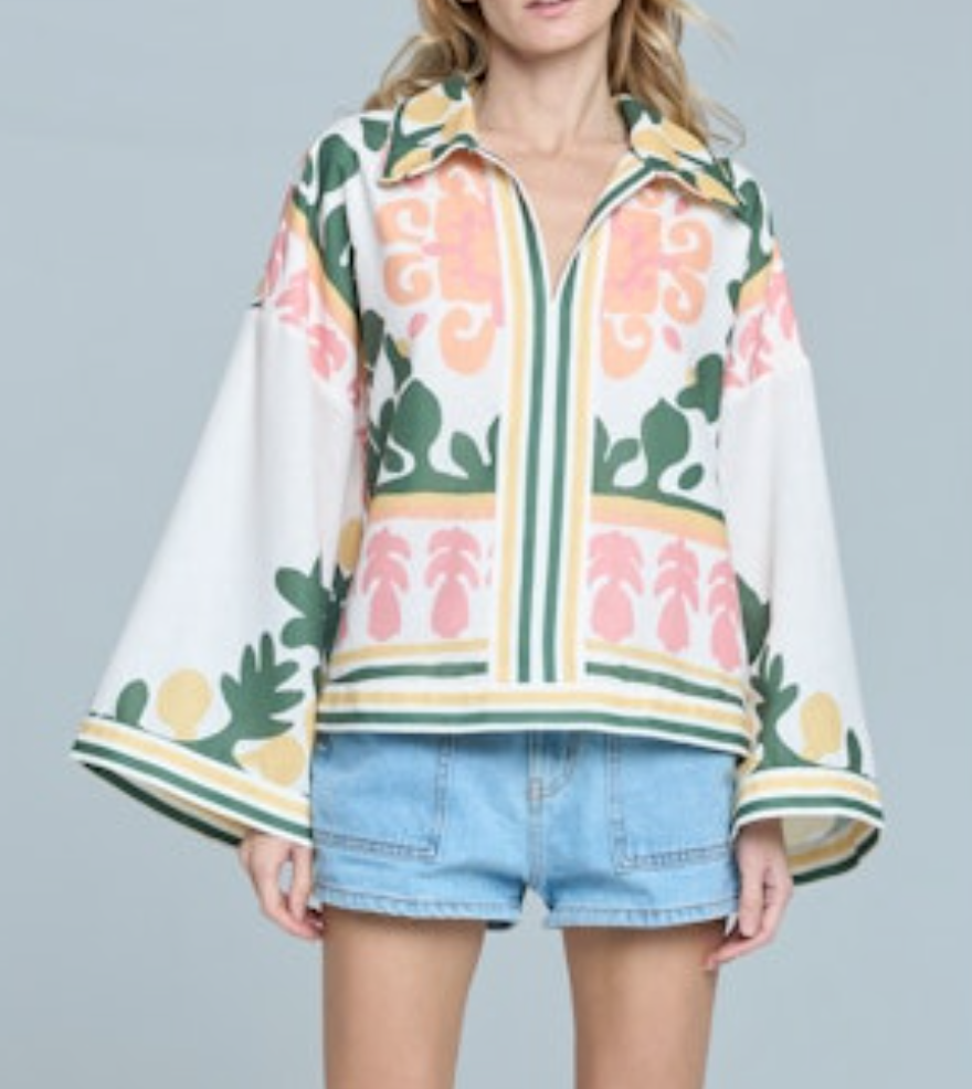 CREAM MULTI ENGINEERED LEMON PRINTED TOP