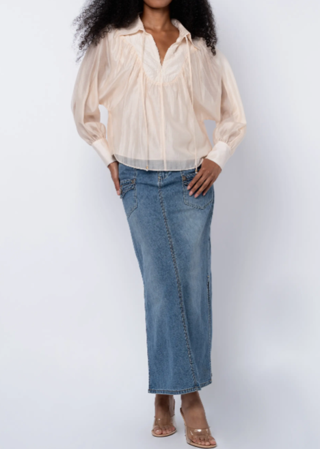 CREAM QUARTER ZIP WITH TOP STITCH DETAIL GEORGINA TOP