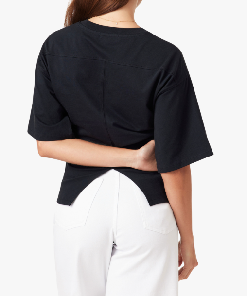 JET BLACK RUCHED WAIST SHORT SLEEVE KAI TOP